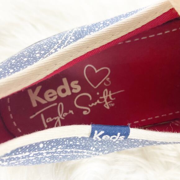 Keds Taylor Swift 9.5 Womens Blue White Print Canvas Sneakers - Picture 7 of 9